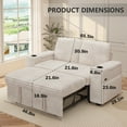 thumbnail image 4 of 65" Multifunctional Chenille Loveseat Sleeper Sofa with Pull-Out Bed, Adjustable Backrest, USB Charging Ports, Cup Holders, Side Table & Storage Armrests, Easy Assembly, 4 of 6