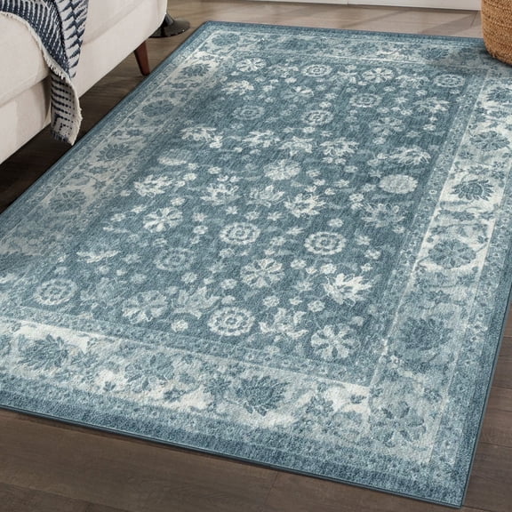 Luxe Weavers Modern Floral Blue 8x10 Oriental Area Rug