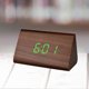 thumbnail image 3 of Modern Triangle LED Wooden Alarm Clock Classical Digital Sound Control Desk Clock Thermometer (Brown Wood and Green Light), 3 of 3