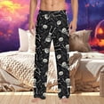 thumbnail image 2 of SJLDQY Mens Halloween Pajamas Pants Wide Leg Pjs Trousers for Men Hallowmas Pumpkin Ghost Elastic Waist Homewear Loungewear With Pocket, 2 of 4