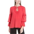 thumbnail image 2 of Max Studio London Womens Shirred Crepe Knit Blouse, Red, Medium, 2 of 2