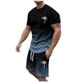 thumbnail image 1 of Men's Suits Product Title for Summer Athletic Set with Color Block Design and Adjustable Drawstring Waist Casual O Neck Short Sleeve Tracksuit, 1 of 5