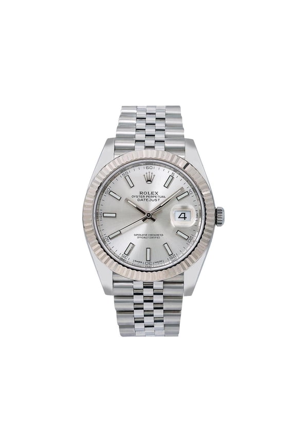 Pre-Owned Rolex Datejust 41MM 126334 Silver Dial Fluted Bezel Stainless Steel Jubilee Bracelet