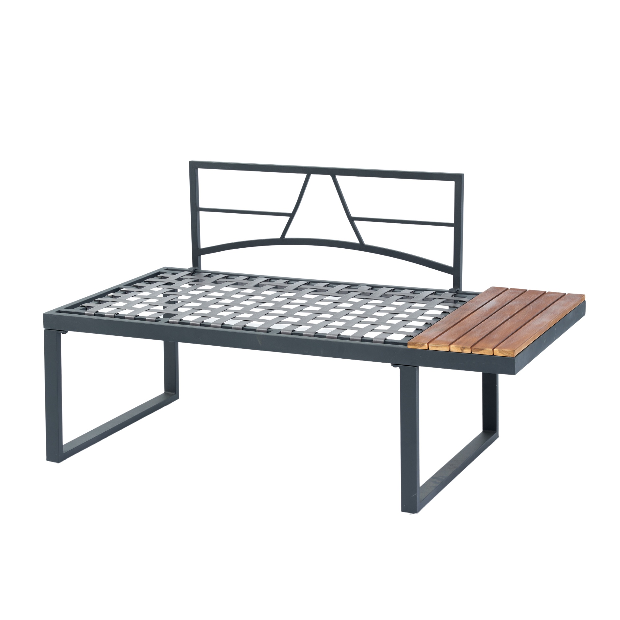PORKISS 4 Pieces Outdoor Patio Set, Wicker L-Shaped Sectional Sofa Set with Wood Side Table and Cushions, Modern 5-Seater Conversation Set for Garden, Yard, Poolside, Dark Grey