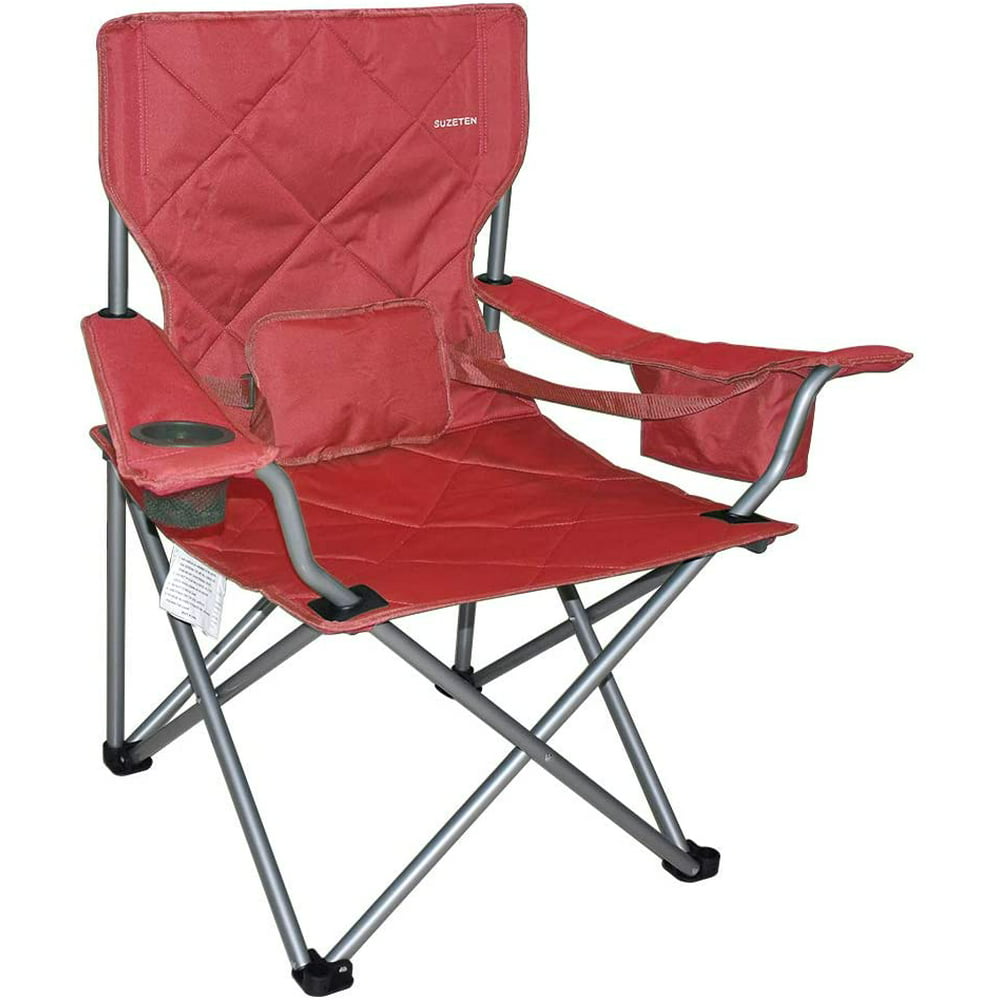 Suzeten Oversized Folding Camping Chairs Quad Arm Chair with Heavy Duty