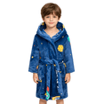 thumbnail image 5 of LYMAYTER Toddler Boys Kids Hooded Bathrobe Soft Flannel Starry Printed Casual Home Wear Robe for 2-12Y, 5 of 10