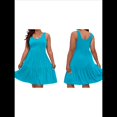 thumbnail image 2 of Vestidos de Verano para Mujer, de Gran Tamaño, con Hombros Descubiertos, Lisos, Sin Mangas, con Volantes en el Bajo, Vestidos Cortos con , Azul XL, 2 of 7