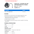 thumbnail image 2 of Timing Cover - Compatible with 1996 - 2002 Dodge Dakota 2.5L 4-Cylinder 1997 1998 1999 2000 2001, 2 of 2