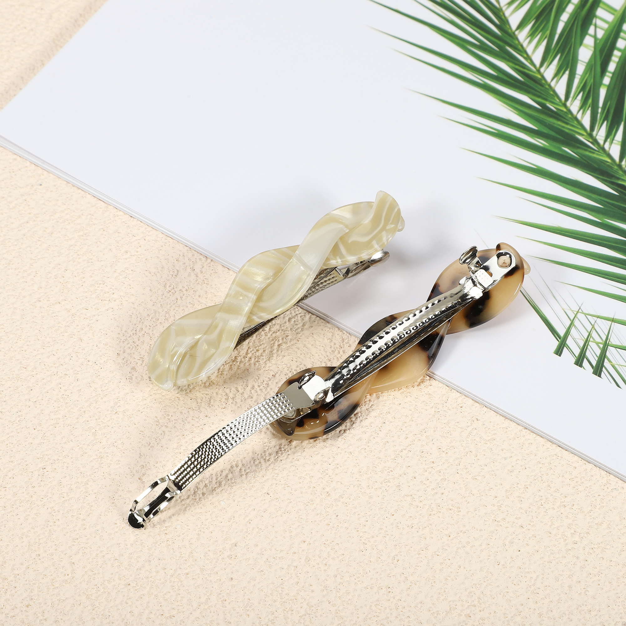 Unique Bargains 2Pcs Tortoise Shell Hair Barrettes Acetate Hair Accessories