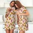 thumbnail image 4 of Honeii Hamburger Pizza Coke Print Women's Loose Short Sleeve Nightgown, Soft Cotton Sleepwear, Comfy Loose Fit Pajama Dress for Sleep and Lounge, 4 of 6
