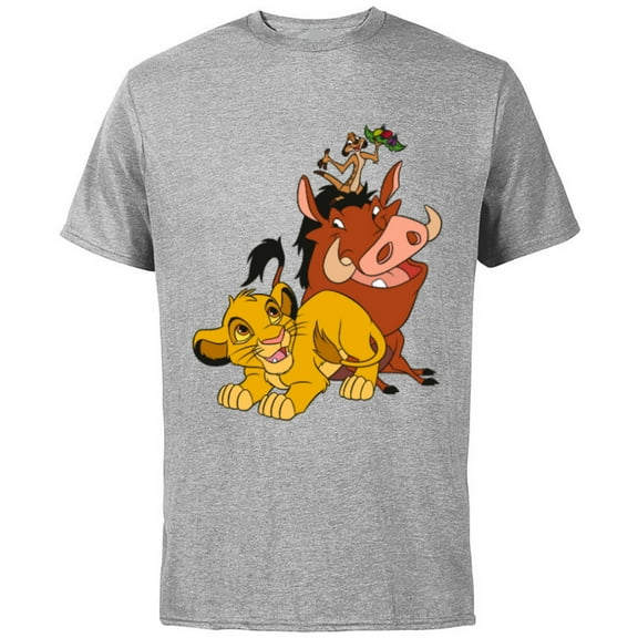 Disney The Lion King Young Simba Timon and Pumbaa - Short Sleeve Cotton T-Shirt for Adults - Customized-White