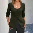 thumbnail image 4 of YanHoo Womens Business Work Casual Blazers Solid Color Button Down Scoop Neck Split Hem Fitted Suit Jackets 2026 Army Green,XXL, 4 of 7