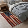 thumbnail image 3 of Kitchen Runner Rugs, Retro American Flag Star and Stripe 2'x6' Throw Rug with Tassels, Farmhouse Wooden Plank Washable Soft Floor Carpet Runner for Hallway Bedroom Bathroom Laundry Room, 3 of 9