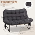 thumbnail image 6 of UBesGoo 52.4in Papasan Chair Curved Rattan Loveseat with Side Pockets, Dark Grey, 6 of 13