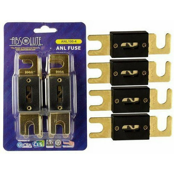 Absolute USA ANL100-4 4 Pack ANL 100 Amp Gold Plated Fuse