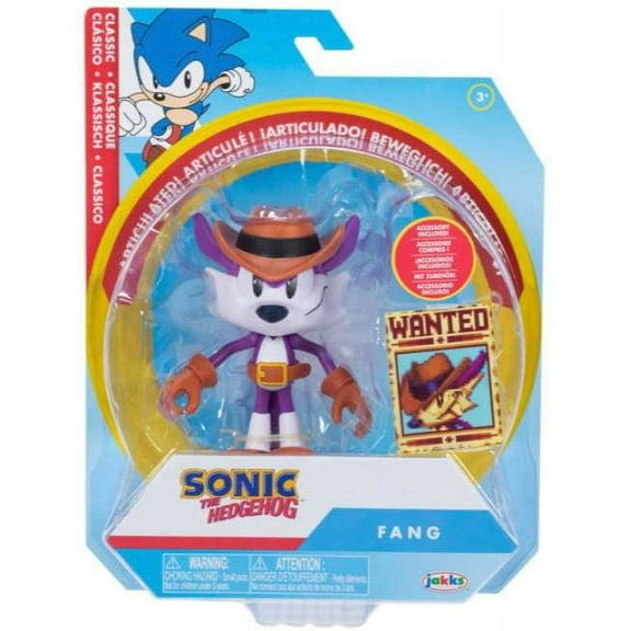 Sonic The Hedgehog 4 " Articulated Fang Action Figure with Wanted Poster Accessory Toy Child Ages 3 