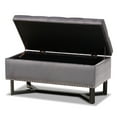 thumbnail image 3 of Baxton Studio Esther Modern and Contemporary Grey Velvet Fabric Upholstered and Dark Brown Finished Wood Storage Ottoman, 3 of 11