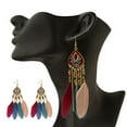 thumbnail image 5 of RSAMD Women Bohemian Boho Ethnic Rainbow Flower Feather Tassel Dangle Earrings Gift-4#, 5 of 5