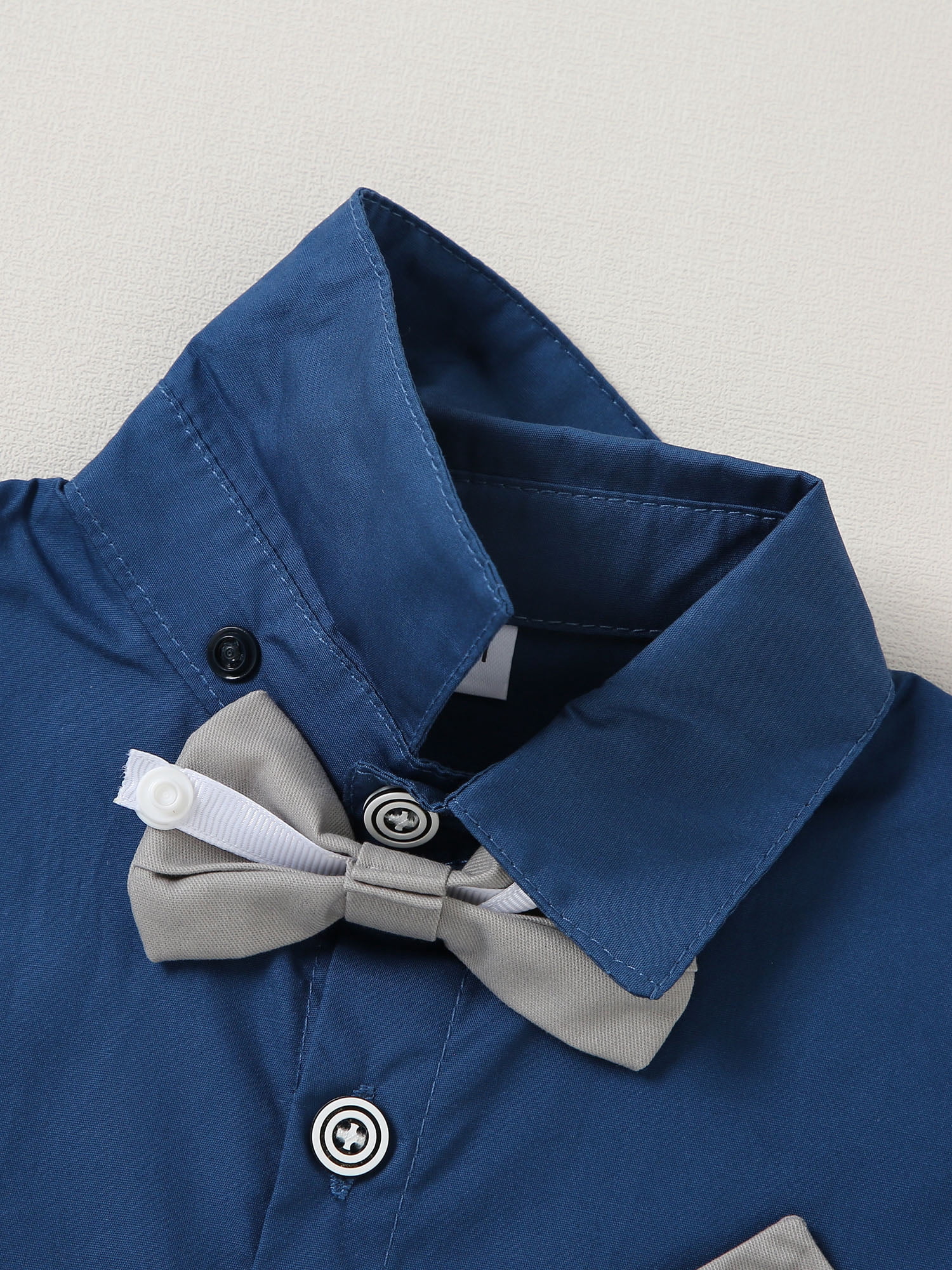 CARETOO Toddler Boy Suit Clothes Set Baby Boy Formal Wear Shirt Bowtie Suspender Pants Wedding 1-5T 3pcs Church Baptism Outfit