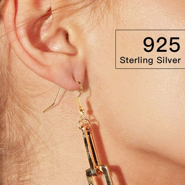 925 Sterling Silver Earring Hooks 200 PCS Gold Earring Hooks for Jewelry Making Hypoallergenic Fish Hook Earrings Making Kit DIY Earring with 200PCS Earring Backs and 200PCS Jump Rings Walmart Busines...