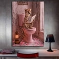 thumbnail image 6 of Mudket Cheetah on Pink Toilet Reading Newspaper Canvas Wall Art, Funny Bathroom Humor Wall Decor Pictures Waterproof Print for Bathroom Powder Room Home Decor , Framed Ready to Hang - 12"L x 8"W, 6 of 9