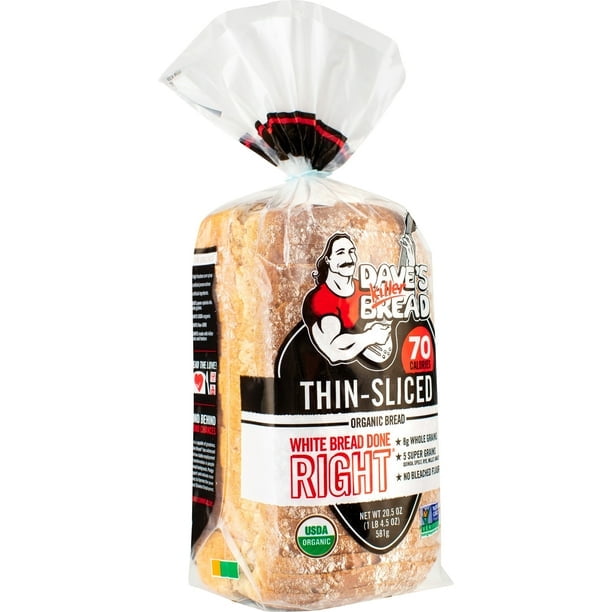 Dave's Killer Bread® White Bread Done Right Thin Sliced Organic Bread, 20.5 oz, Shelf-Stable (Pack of 2)