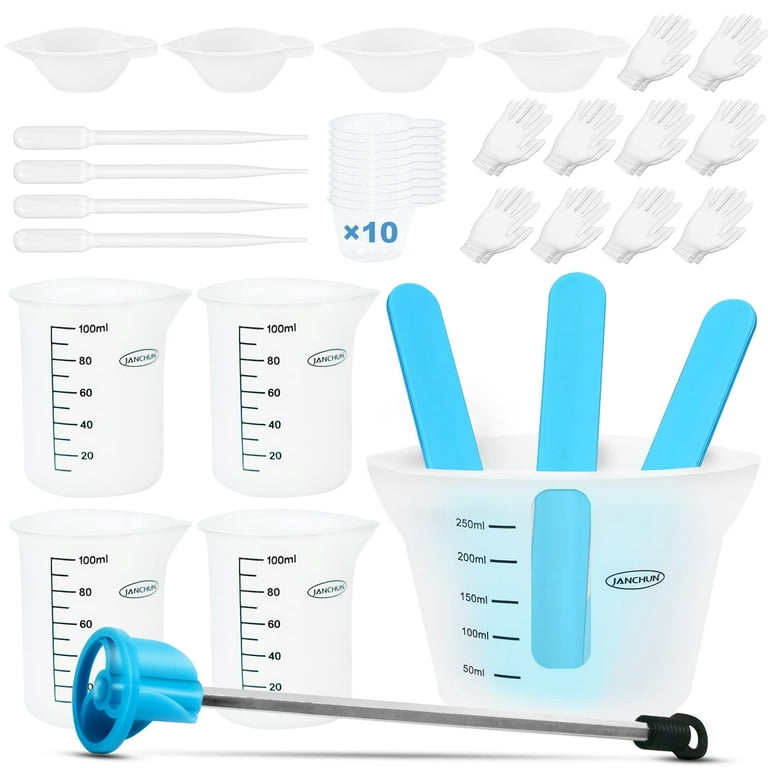 Silicone Measuring Cups for Epoxy Resin, Resin Supplies with 250&100ml Silicone  Cups,Silicone Hard Stir Sticks,Epoxy Mixer,Color Cups,Mixing Tools for Resin,Molds,Jewelry  Making, Easy to Clean 