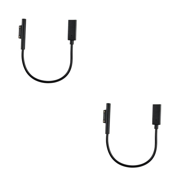 sweethay Reemplazo elenxs para Surface Pro6/Pro5/4/3/2 Cable de carga PD a tipo C FemDZ7655ale 15V PVC Negro Negro 2piezas