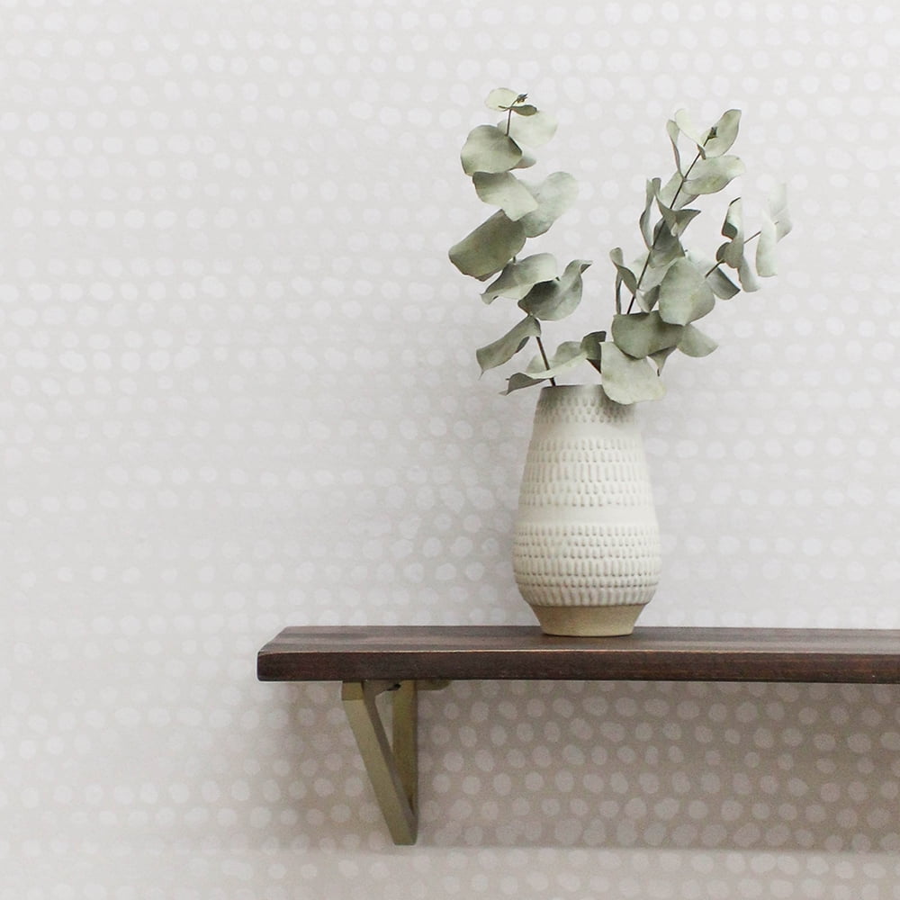 Tempaper Moire Dots Metallic Pearl Grey Peel and Stick Wallpaper, 20.5" x 9'
