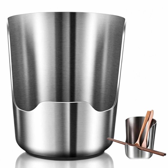 2 in1 Stainless Steel Utensil Holder,Space-Saving Vertical Stand for Spatulas,Tongs,Ladles,Countertop Organizer
