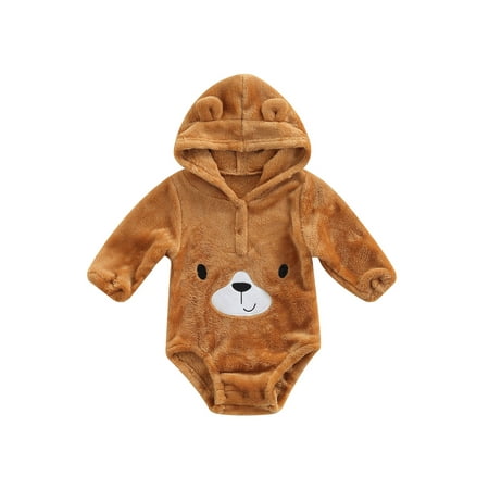 

hirigin Cute Hooded Bodysuit Baby Girls Animal Pattern Long Sleeve Romper