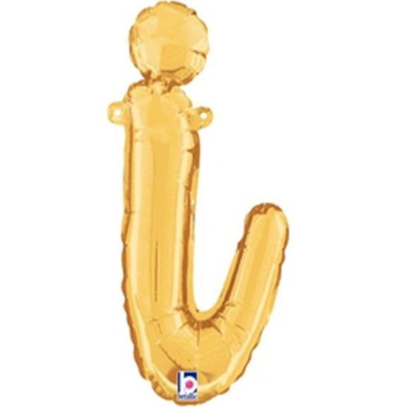 Betallic 14" Script Letter I Gold (Air-Filled) Foil Balloon