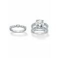 thumbnail image 4 of PalmBeach Jewelry Round Cubic Zirconia 2-Piece Multi-Row Jacket Wedding Ring set in 4.80 TCW in Yellow Gold-Plated or Platinum-Plated Sterling Silver, 4 of 6
