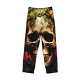 thumbnail image 2 of Vsdgher Butterfly Flower Plant Skull Print Mens Pajama Pants Sleep & Lounge Pants, PJ Bottoms With elastic waistb and Pockets, 2 of 5