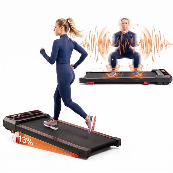 LEZEE 2-in-1 Walking Pad With Vibration Plate, Treadmill for Home and Office, 300 lbs Weight Capacity with LED Display & Remote Control