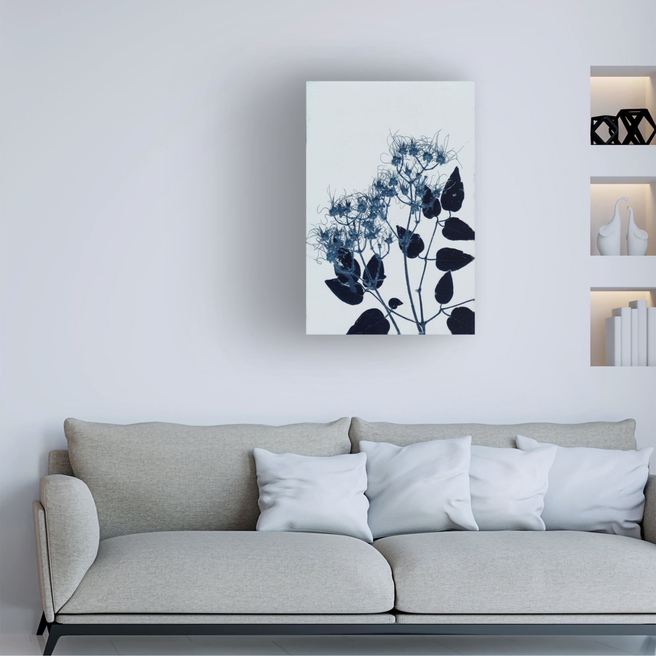 Canvas Wall Art - Pernille Folcarelli 'Clematis 1 Blue' Wall Art for Living Room, Bedroom, or Office Décor by Trademark Fine Art - 22 x 32 Inches