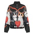 thumbnail image 5 of Jackets for Women Winter Coat Jackets Flannel Stand Collar Jacket(Cute Cats Heart Design,Size:S-4XL), 5 of 7