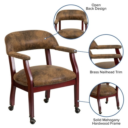 Flash Furniture - Sarah  Traditional Fabric Side Chair - Upholstered - Bomber Jacket Brown Microfiber