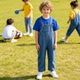 thumbnail image 3 of SONGGE Toddler Girls Denim Overalls Casual Loose Fit Jumpsuit With Tops Outfit Sets For Baby Solid Color Boho Clothing Sets, 3 of 5