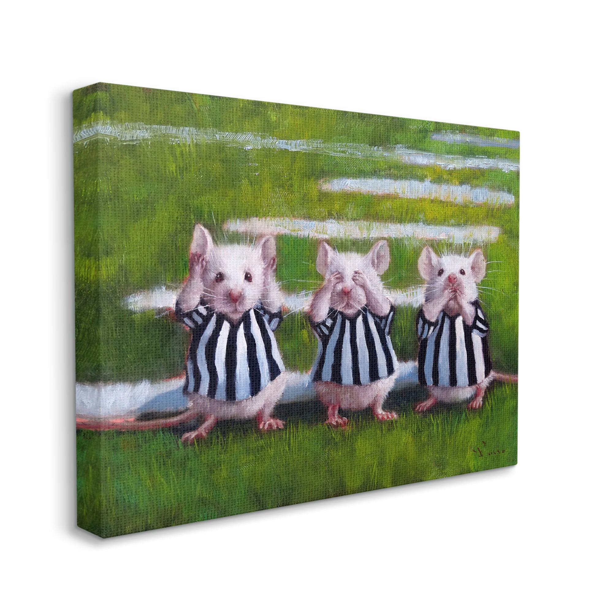 Stupell Industries See No Evil Mouse Rat Rodent Referee Clothing Canvas Wall Art, 40 x 30, Design by Lucia Heffernan