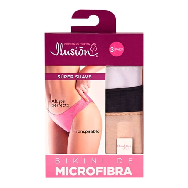 Bikini Ilusión para Mujer, Multicolor Microfibra Suave 1 Paquete con 3 Piezas Talla M