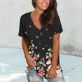 thumbnail image 2 of Blusa de camiseta informal con estampado de manga corta y cuello en V de verano para mujer a la moda Fridja  bn6339, 2 of 6
