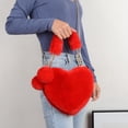 thumbnail image 4 of Bolso de mano con forma de corazón, bonito bolso de peluche tipo bandolera para mujer, 4 of 5