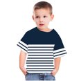 thumbnail image 4 of HBYJLZYG Striped T-Shirt For Kids, Summer Children Round Neck Casual Short Sleeve Funny Shirts 3-14 Years, 4 of 5
