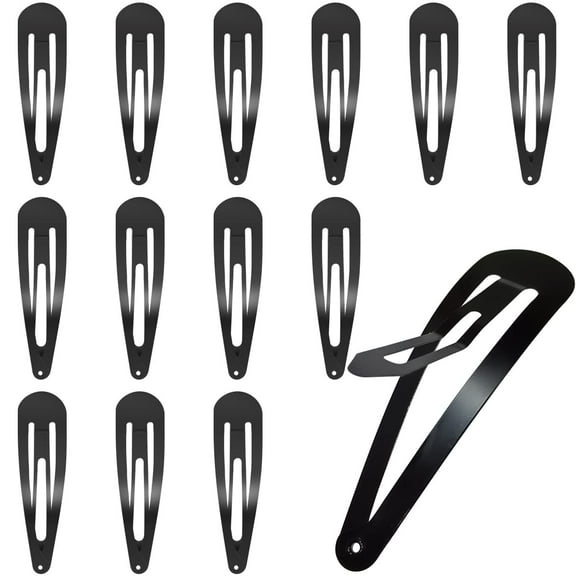 30 Pcs Snap Hair Clips, 3.1 Inch Big Size Barrettes Women No Slip Metal Snap Hair Clips Large Hair Pins(Black)