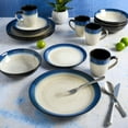 thumbnail image 4 of Gibson Couture Bands 16-Piece Dinnerware Set, Blue and Cream, 4 of 5