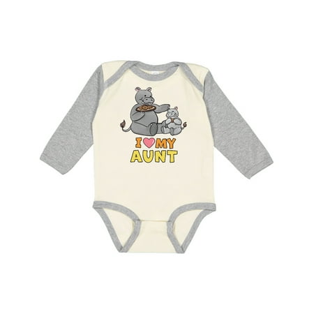 

Inktastic I Love My Aunt Hippos Boys or Girls Long Sleeve Baby Bodysuit