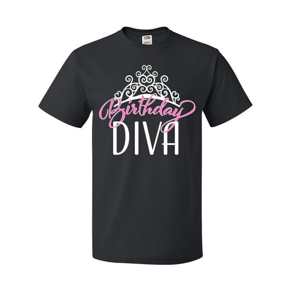 Inktastic Birthday Diva in Pink with Tiara T-Shirt