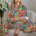 thumbnail image 6 of Lsque Peacock Feathers And Flowers Pattern Long Sleeve Pajama Set for Women - Soft 2-Piece Sleepwear and Loungewear Set with Pockets, Comfy Nightwear-Small, 6 of 7