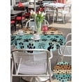 thumbnail image 4 of Outdoor Tablecloth with Umbrella Hole and Zipper, Aqua Brown Round Table Cloth 60 Inch Waterproof Tablecloth, Rustic Farmhouse Dog Paw Vintage Picnic Table Cover for Patio Camping, 4 of 7